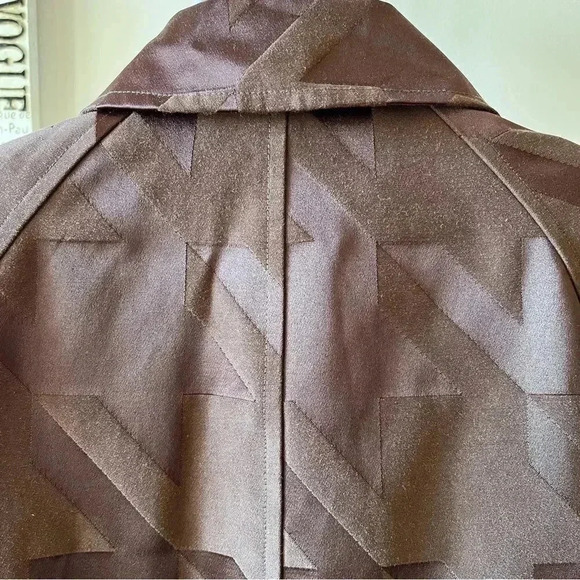 Vintage 90s Cynthia Rowley Brown Houndstooth Two Piece Dress Coat Suit Size 12 L - Picture 12 of 16